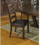 Emerald Home Castlegate Pine Brown Dining Chair with Upholstered Faux Leather Seat, Ladder Back, And Turnbuckle Bracing, Set of Two