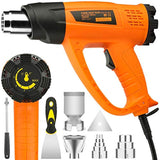 Heat Gun Variable Temperature, Yome 1800W 140℉~1112℉（60℃- 600℃） Hot Air Gun with 2 Speed-Setting, Overload Protection, 4 Nozzle Attachments for Shrink Wrapping, Crafts, Cell Phone Repairs, Orange