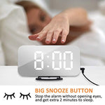 Adoric Digital Alarm Clock - 6.5" Easy Read LED Display, Easy Snooze Function, Dual USB Charger Port