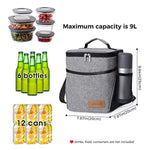 Lifewit Insulated Lunch Box Lunch Bag for Adults Men Women, 9L (12-Can) Soft Cooler Bag, Water-Resistant Leakproof Thermal Bento Bag for Work/School/Picnic, Grey