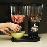 Modern Dry Food Dispenser with Dual Portion Control - Black & Chrome or White & Chrome Available (Dual Dispenser, Black)