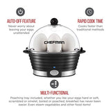 Chefman Electric Egg Cooker/Boiler, Rapid Egg Maker, Countertop, Hard Boil Egg Steamer and Poacher, 6 Egg Capacity With Removable Tray, Small, Black