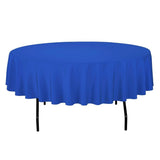 12 Pack 84" ROUND Table Cover Premium Plastic Tablecloth for any Party or Event (White)