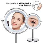 Benbilry Lighted Makeup Mirror - LED Double Sided 1x/10x Magnification Cosmetic Mirror,7 Inch Battery-Powered 360 Degree Rotation Vanity Mirror with On/Off Push-Button