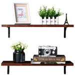 SUPERJARE Wall Mounted Floating Shelves, Set of 2, Display Ledge, Storage Rack for Room/Kitchen/Office - Walnut Brown