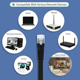 Lovicool Cat 6 Ethernet Patch Cable 100 ft Black, 4-Pair UTP Flat Networking Patch LAN Cable Ethernet Cords Network Wire Speed up to 250MHz with RJ45 Connectors 30m