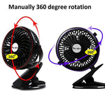 Yoosion USB FAN Clip Portable 2200mAh Rechargeable Battery Powered USB Desk Fan 4 Blades Quite Personal Cooling Mini Fans