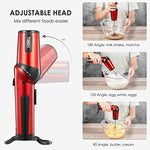 Hand Mixer The Most Portable Electric Egg Beaters, Adjustable Head for Whisk/Beat/Mix with 2 Speed, USB Rechargeable, Cordless Handy Mixer with 3 Attachments, Red/Black