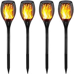 Gold Armour Solar Lights Outdoor - Flickering Flames Torch Solar Path Light - Dancing Flame Lighting 96 LED Dusk to Dawn Flickering Tiki Torches Outdoor Waterproof Garden (4 Pack)