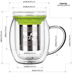 Tealyra - perfecTEA - Infuser Tea Cup - 15.2-ounce - Borosilicate Glass Tea Cup with Lid and Stainless Steel Infuser Basket - Perfect Mug for Office and Home Uses Loose Leaf Tea Steeping - 450ml