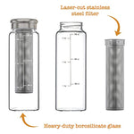 Eilde Cold Brew Coffee Maker, Iced Tea Brewing Carafe, Fruit Infuser Water Bottle, Airtight Seal Glass, 24 Ounce"