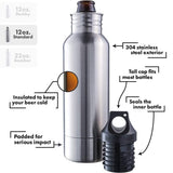 BottleKeeper - The Original Stainless Steel Beer Bottle Holder and Insulator to Keep Your Beer Colder