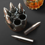 WHISKEY BULLET STONES WITH BASE - XL, 2.5" Original Extra Large Bullet-Shaped Whiskey Chillers, Unique Revolver Freezer Base, Set of 6, Gift for Whisky, Bourbon, Scotch Lovers, Groomsmen, Military by Indoor Tactics