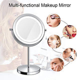 Benbilry Lighted Makeup Mirror - LED Double Sided 1x/10x Magnification Cosmetic Mirror,7 Inch Battery-Powered 360 Degree Rotation Vanity Mirror with On/Off Push-Button