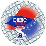 Dixie Ultra Paper Bowls, 20 Oz, 156 Count, 6 Packs of 26 Bowls, Dinner or Lunch Size Printed Disposable Bowls