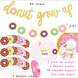 Donut Birthday Party Decorations Kit Donut Grow Up Banner Mylar Foil and Latex Balloons Cupcake and Cake DIY Toppers for Donut Birthday Party Decorations