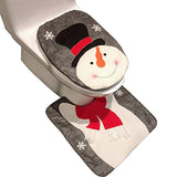 Snowman Santa Toilet Seat Cover and Rug Set Christmas Decorations Bathroom (Snowman)