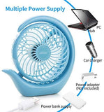 MOSAJIE Rechargeable Fan Mini Desk Fan Rotating, 3 Speeds USB Personal Fan Portable Small Table Quiet Fan with Truly Long Battery Life, Strong Wind Desktop Fan for Travel Camping Office Home (Black)