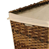 Seville Classics Handwoven Lidded Laundry Hamper with Canvas Liner, Granite Gray