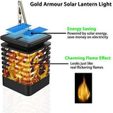 Gold Armour Solar Lights Outdoor - Flickering Flames Torch Solar Path Light - Dancing Flame Lighting 96 LED Dusk to Dawn Flickering Tiki Torches Outdoor Waterproof Garden (4 Pack)