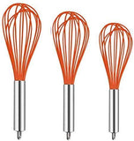 TEEVEA (Upgraded) 3 Pack Very Sturdy Kitchen Silicone Whisk Balloon Wire Whisk Set Egg Beater for Blending Whisking Beating Stirring Cooking Baking