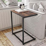 Homemaxs C Table Sofa Side End Table Wood Finish Steel Construction 26-Inch for Small Space