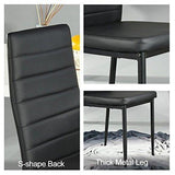 Aingoo Kitchen Chairs Set of 4 Dining Chair Black with Steel Frame High Back PU Leather