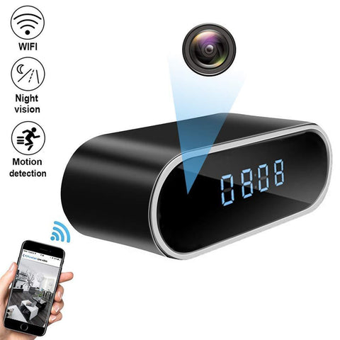 QUANDU WiFi Hidden Camera Clock Hidden Spy Clock Camera Night Vision Nanny Cam Mini Alarm Clock DVR With Motion Detection for Home Security Surveillance Apps for iOS/Android/PC/Mac