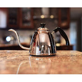 Steel Pour Over Gooseneck Kettle: Small Stainless Coffee and Tea Eco Friendly Stovetop Kitchen Kettles for Loose Leaf Teas or Coffees - Silver Metal No Rust Pot for Travel or Camping with Lid