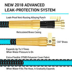 [New 2018] Expandable Garden Hose 50Ft Extra Strong – Brass Connectors with Protectors 100% No-Rust & Leak, 9-Way Spray Nozzle - Best Water Hose for Pocket Use - 100% Flexible Expanding up to 50 ft