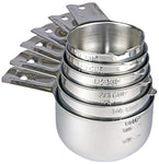 6 Piece Stainless Steel Measuring Cup Set by Cougar Chef - Stackable Measuring Set for Accurate Measuring of Dry and Liquid Ingredients for Cooking and Baking