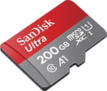 Sandisk Ultra 200GB Micro SDXC UHS-I Card with Adapter - 100MB/s U1 A1 - SDSQUAR-200G-GN6MA