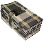 COTTON CRAFT 12 Pack 100% Cotton Checks Oversized Dinner Napkins – Black Beige - Size 20x20