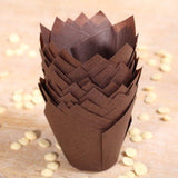 TribeCrew Brown Tulip Style Baking Cups, Medium, Sleeve of 200 perfect for baking muffins or cupcakes