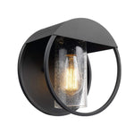 Globe Electric Bowery 1-Light Outdoor Indoor Wall Sconce, Matte Black, Clear Glass Shade 44176