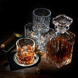 ELIDOMC 5PC Italian Crafted Crystal Whiskey Decanter & Whiskey Glasses Set, Crystal Decanter Set With 4 Whiskey Glasses, 100% Lead Free Whiskey Glass Set