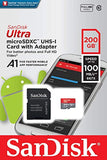 Sandisk Ultra 200GB Micro SDXC UHS-I Card with Adapter - 100MB/s U1 A1 - SDSQUAR-200G-GN6MA