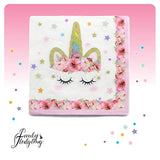 Unicorn Party Supplies Set - Serves 16 - Perfect For Birthday Girls, Baby Showers, and First Birthday Party Favors -Original sleepy Unicorn Party Supply Set by Funky Fledgling