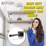 BATODA - 6" Solid Steel Floating Shelf Bracket (4 pcs) - Blind Shelf Supports - Hidden Brackets for Floating Wood Shelves - Invisible Support for Any Type of Shelf – Screws and Wall Plugs Included