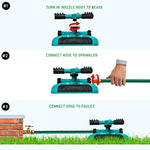 GrowGreen Garden Sprinkler, 360° Rotating Lawn Sprinkler with a Large Area of Coverage Adjustable, Weighted Gardening Watering System.