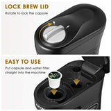 Aicok Single Serve Coffee Maker, Single Cup Travel Coffee Brewer with One-Touch Button for Most Single Cup Pods including K-CUP pods, Quick Brew Technology, 800W, Black