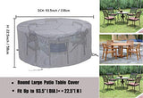 FLYMEI Patio Furniture Cover, Waterproof Outdoor Table Cover 600D Oxford Heavy Duty Fit Large Size Round Table Set Grey (Round 60"(Dia)×22.5"(H))