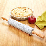 Miko Marble Stone Rolling Pin, 18 inch With Smooth Wooden Handles For Easy Grip And Includes Wooden Cradle