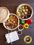 Mister Kitchenware 10 Inch Handmade Bamboo Steamer, 2 Tier Baskets, Healthy Cooking for Vegetables, Dim Sum Dumplings, Buns, Chicken Fish & Meat Included Chopsticks, 10 Liners & Sauce Dish