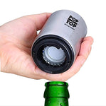 PoptheTop Automatic Beer Bottle Opener : (Stainless) - Great gift - Bottle cap collector best find! Push down & bottle caps pops off. No bending or damage to caps.