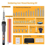 43PCS Wood Burning Kit, Woodburning Tool with Soldering Iron, Wood Burning/Soldering/Carving/Embossing Tips, Stand, Pencil, Carbon Transfer Paper, Stencil, Carrying Case