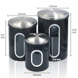 Kitchen Food Storage Canister Set - For Ideahome Stainless Steel Organization Canisters Set of 3 Containers, with Airtight Lid, Great for Home Kitchen Counter Storage and Decor