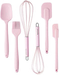 TEEVEA  Silicone Whisk Spatula Spoonula & Brush Set of 6 - Wine Red