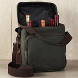 Wine Enthusiast 6-Bottle Wine Bag - Waxed Canvas Weekend Wine Carrier, Forest Green