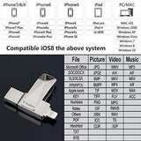 USB Flash Drive 128GB Memory Stick External Storage for iPhone 2in1 Photo Stick USB3.0 Thumb Drive Puanv Compatible iPhone iPad iOS MacBook and Computer (Silver-128G)